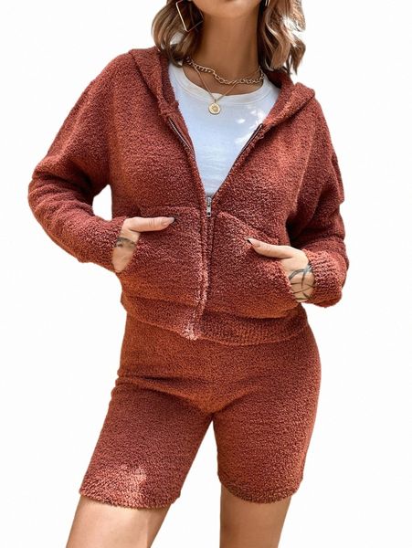 

women's sweaters drop shoulder hooded cardigan & knit shorts e6el#, White;black