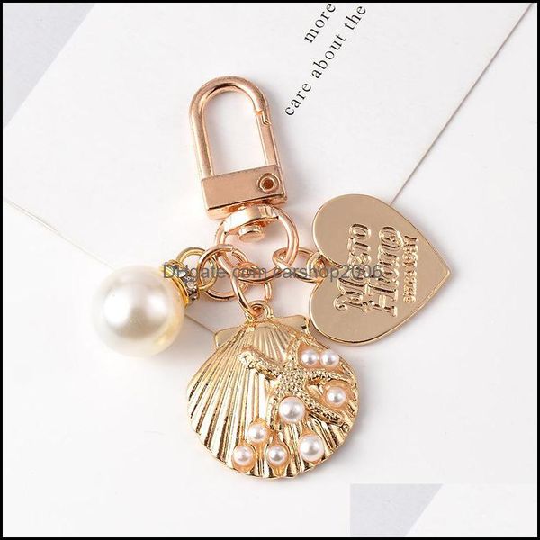 

key rings new arrival shell key chain cute heart ring for gift party diy jewelry accessories wholesale price 395 q2 drop delivery 2021 dhkqs, Slivery;golden
