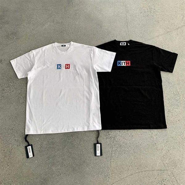 

2021 french flag kith tee classic embroidered box limited edition t-shirt men women vintage 11 kith t shirt x0712240t, White;black