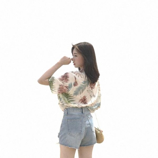 

women's blouses & shirts women's blouses & shirts women cool fashion casual button hawaiian shirt floral print short sleeve quick, White