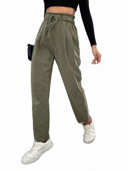 

women's pants & capris paperbag waist tapered pants w8fy#, Black;white