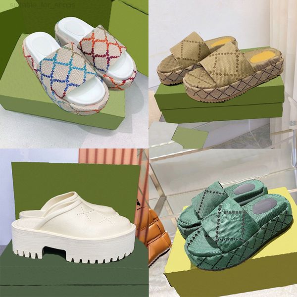 

sandals luxurys designers sandals platform classic canvas slippers floral brocade slides flats leather rubber flip flops bottoms beach shoes, Black