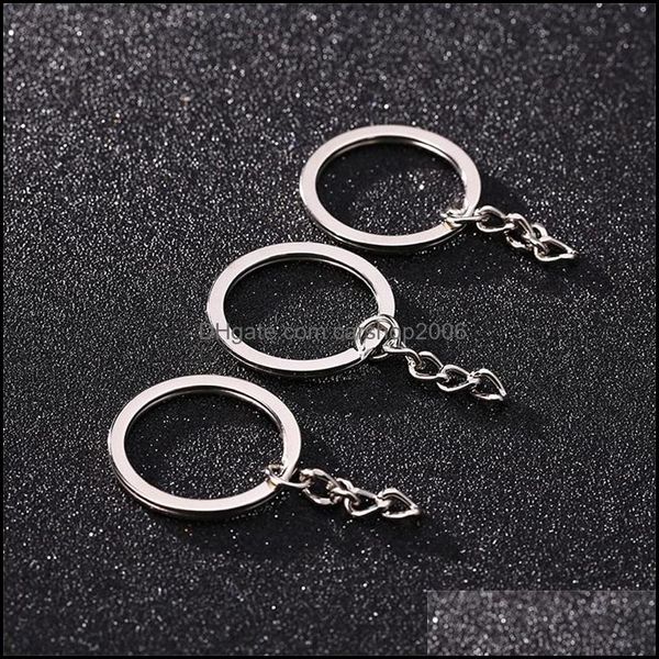 

keychains polished sier color 30mm keyring keychain split ring with short chain key rings women men diy chains accessories 10pcs ps04 dh5gf, Silver