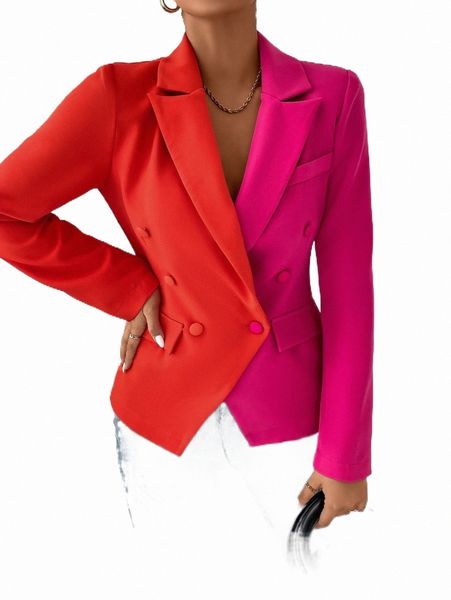 

women's two piece pants two tone double button blazer y7ys#, White