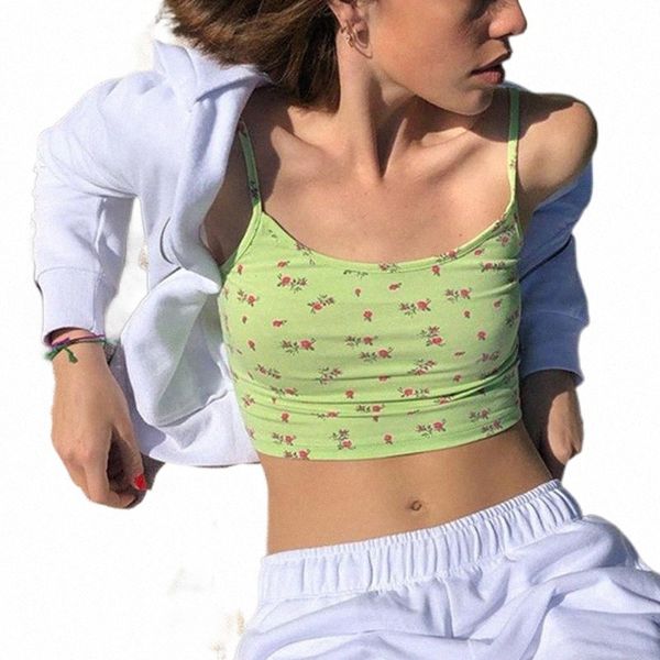 

women's tanks & camis women's tanks & camis female off shoulder spaghetti straps floral sleeveless crop cute 2021 summer women ca, White
