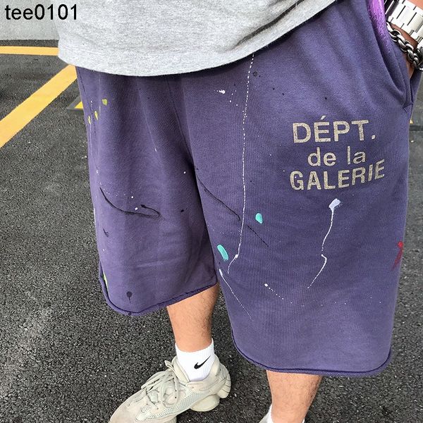 

galery dept painting shorts print high street casual sports drawstring for men and women shorts, White;black