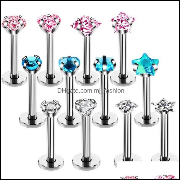 

nose rings studs 316l surgical steel zircon screw earring tragus cartliage piercings labret piercing body jewelry k54xq s mjfashion dhgrk, Silver