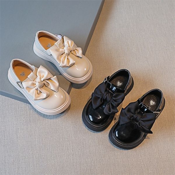

first walkers autumn girls bowknot leather shoes fashion princess british college style soft bottom sweet pu for party 220830
