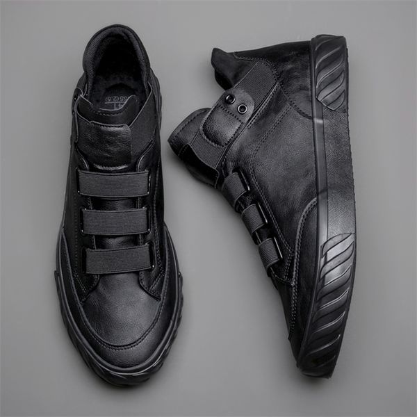 

dress shoes men's leather korean trend comfortable loafer british fashion high sneakers moccasins 588 g 220831, Black