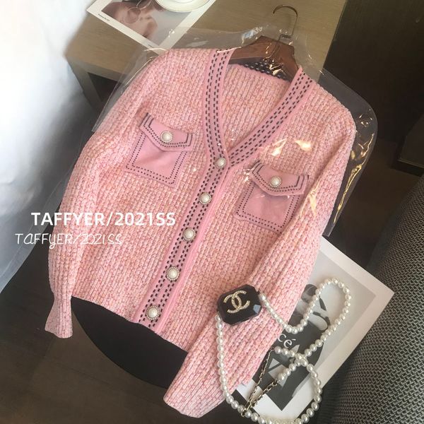 

women's pink color sweater v-neck rhinestone buttonsl knitted cardigan coat smlxlxxl, White;black