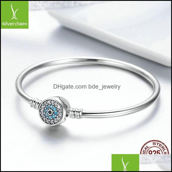 

bangle real 925 sterling sier blue lucky evil eyes eye of guarding bracelets bangles diy accessories jewelry drop delivery 2021 bdejew dhpp7, Black