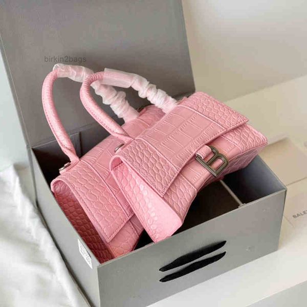 

designer evening bag hobo wrist messenger balencaigaas selling crocodile pattern patent leather bright face pink milk tea color full for 2ua
