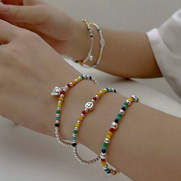 

s3182 fashion jewelry colorful resin beaded strands bracelet for women resin beads smile bear cloud elastic bracelets, Black