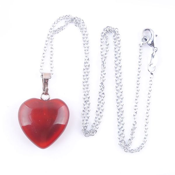 

natural stone necklace jewelry sets for woman red agate heart pendant earrings bridal wedding set o9492, Silver