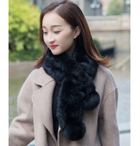 

100% rabbit fur scarf winter warm shawl wrap handmade red black, Blue;gray