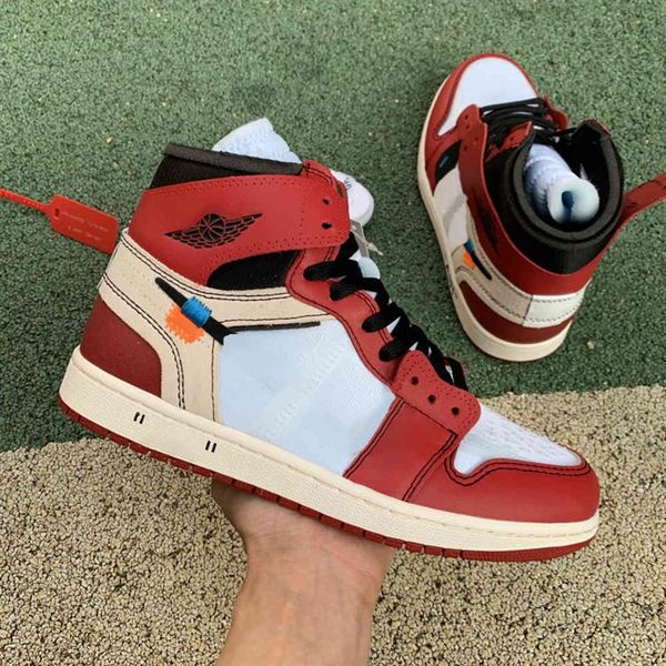 

og jumpman 1 shoe co-designed by unc ow chicago red white men women athletes303t