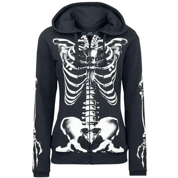 

womens hoodies sweatshirts spring autumn female hooded sweatshirt zipper up slit back long sleeve loose print women fleece hoodies coats plu, Black