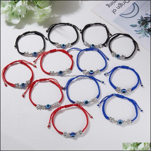 

charm bracelets blue evil eye charm braided rope chains bracelets for women men turtle elephant hamsa hand red string bangle fashion dh4un, Golden;silver