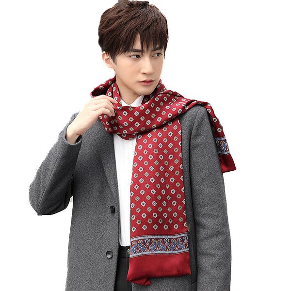 

100% mulberry silk scarf men double layer silk neckerchief travel party 4colors, Blue;gray