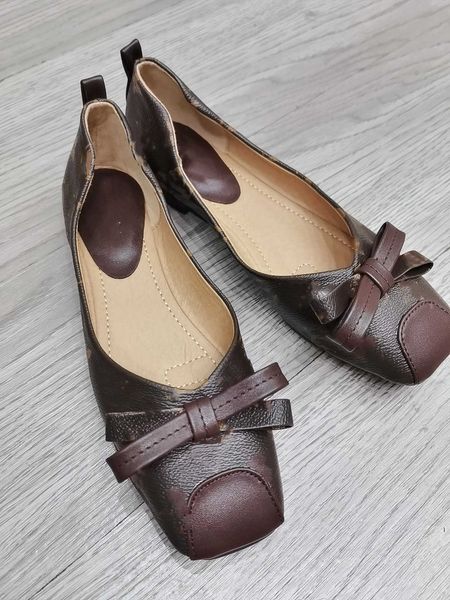 

2022 new leather ballet flats shallow boat shoes women slip-on casual shoes brown coffee flower jacquard denim vintage designer dance lazy l, Black