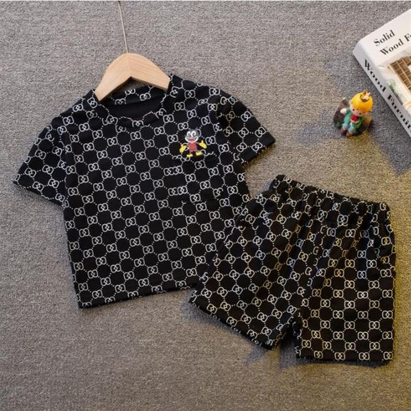 

0-7 years summer boy clothing set 2021 new casual fashion active cartoon t-shirt pant kid children baby toddler sleepwear266s, White