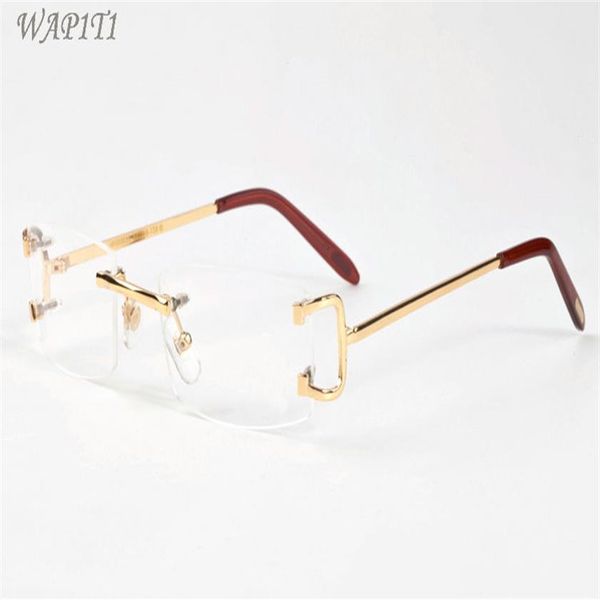 

fashion mens attitude sunglasses for men buffalo horn glasses spot rimless vintage retro glasses eyeglasses gold silver metal clea280n, White;black
