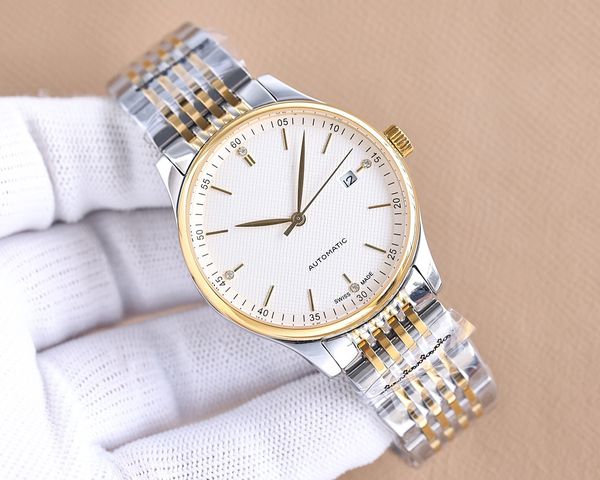 

wristwatches designer mens watch classic premium imported mechanical movement 316 stainless steel case strap mineral super mirror, Slivery;brown