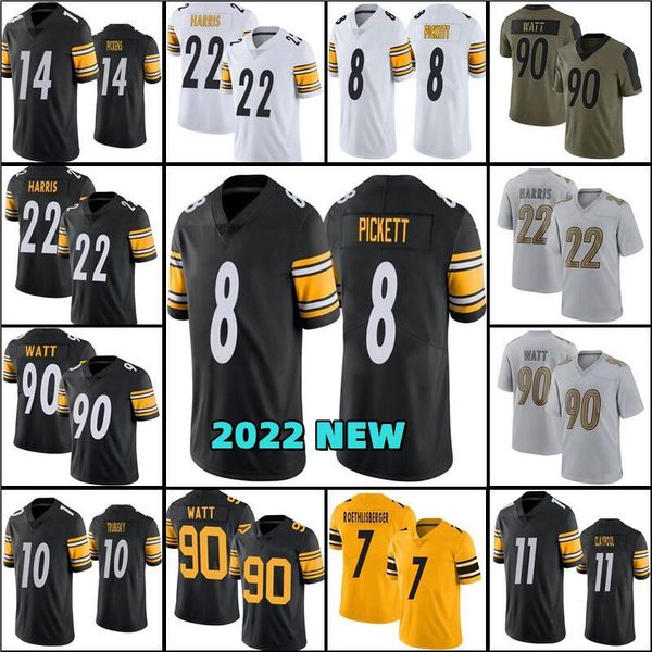 

fans tees kenny pickett 14 george pickens jersey football najee harris t.j. watt johnson jersey mitchell trubisky chase claypool pat freier, Black