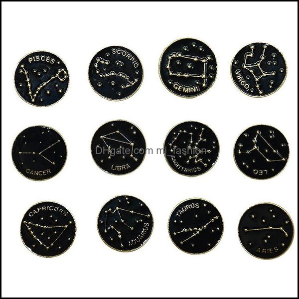 

pins brooches cartoon black round badge constellation symbol meaning brooches enamel pins funny fashionjewelry lapel backp mjfashion dhapo, Gray