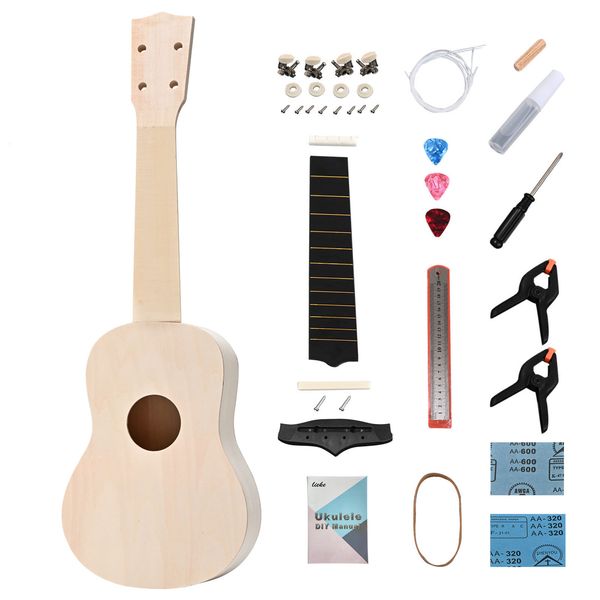

20 pcs wholesale diy ukulele kit with assembly manual and all accessories