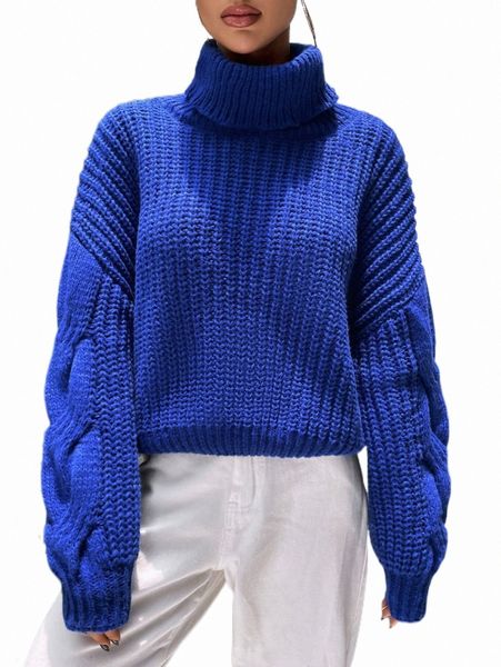 

women's sweaters ribbed knit turtleneck drop shoulder sweater i9k9#, White;black