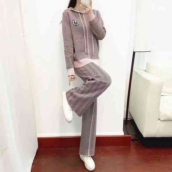 

women's tracksuits autumn style aging and slimming; professional suit small fragrance; loose fashionable; casual temperament; wide legs, Gray