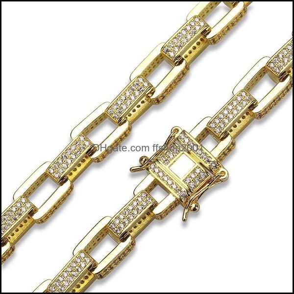 

link chain 18k gold plated chain bracelets trendy fashion men women luxury bling zircon exquisite hip hop 3487 q2 drop de ffshop2001 dh1tw, Black