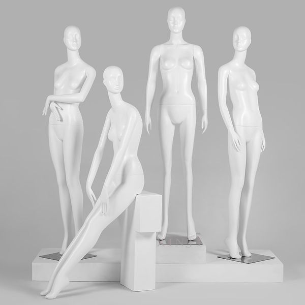

slim body mannequin female model full body white and black color for display, Khaki