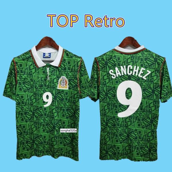 

jerseys 1994 mexico world cup retro edition soccer jersey home green national team soccer shirt short sleeve football uniform, Black;yellow