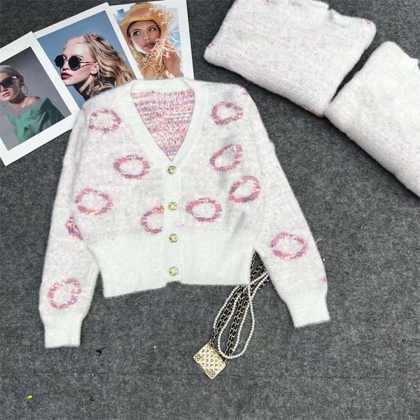 

designer women's sweaters outwear all embroidered cardigan female long sleeve jumper round neck sweater jacketnvfa, White;black