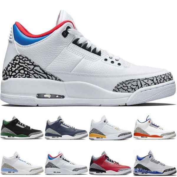 

shoe 3s jumpman 3 men basketball shoes pine green midnight navy medium grey racer blue court purple black cat fire red pure white mens train