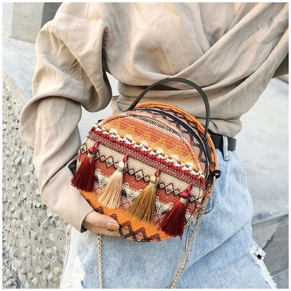 

evening bags summer womens bohemian woven handbag shoulder beach bag casual tote straw wicker 220831