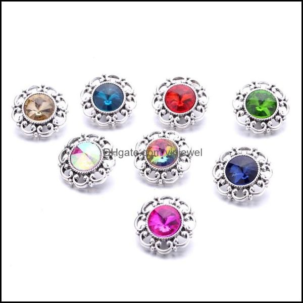 

charms colorf rainbow crystal vintage sier color snap button charms women jewelry findings rhinestone 18mm metal snaps buttons diy br dhn15, Bronze;silver