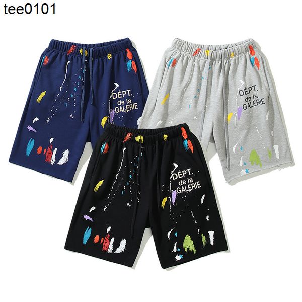 

summer fashion shorts galery dept splash graffiti print men's and women's casual sports shorts, White;black