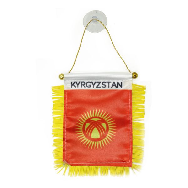 

10x15 cm kyrgyzstan fringy window hanging flag double sided mini hanging flags with suction cup for home office door decor
