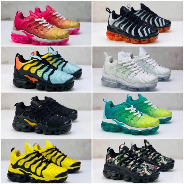 

2020 sunset fades work blue tn plus men running shoes grape bright crimson hyper rainbow kids volt wolf grey tn sports sneakers237q, Black