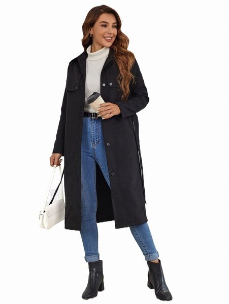

women's down & parkas slant pocket belted tweed overcoat f3pi#, Black