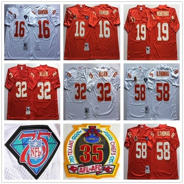 

jersey vintage kansas city stitched chief #16 len dawson 19 joe montana jersey 32 marcus allen 58 derrick thomas mens football jerseys shirt, Black;red