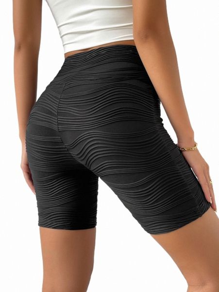 

women's shorts textured high waisted biker shorts 60xj#, White;black