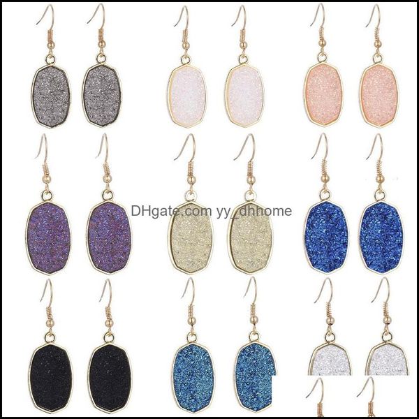 

dangle chandelier resin druzy drusy earrings designer oval fashion dangle teardrop earings for women drop delivery 2021 jewelry dhsel dhoa4, Silver