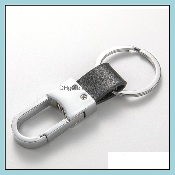 

key rings mens metal leather car keychain black brown key chain drop delivery 2021 jewelry dhseller2010 dh8dy, Slivery;golden