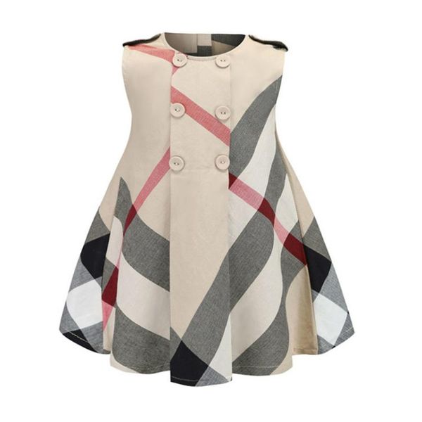 

new girls dress plaid princess dress vest skirt cotton girls dress sleeveless girls skirt3-8t228d, Red;yellow