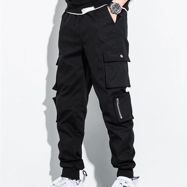 

mens pants spring summer multipockets cargo men streetwear plus size black joggers male casual cotton trousers 6xl 7xl 8xl 220831