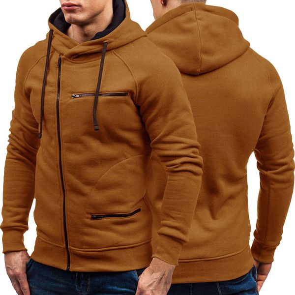 

autumn winter new mens hoodies long sleeve zipper cardigan hoodie sweatshirt men casual solid hooded pullover sweatshirts m-3xl, Black
